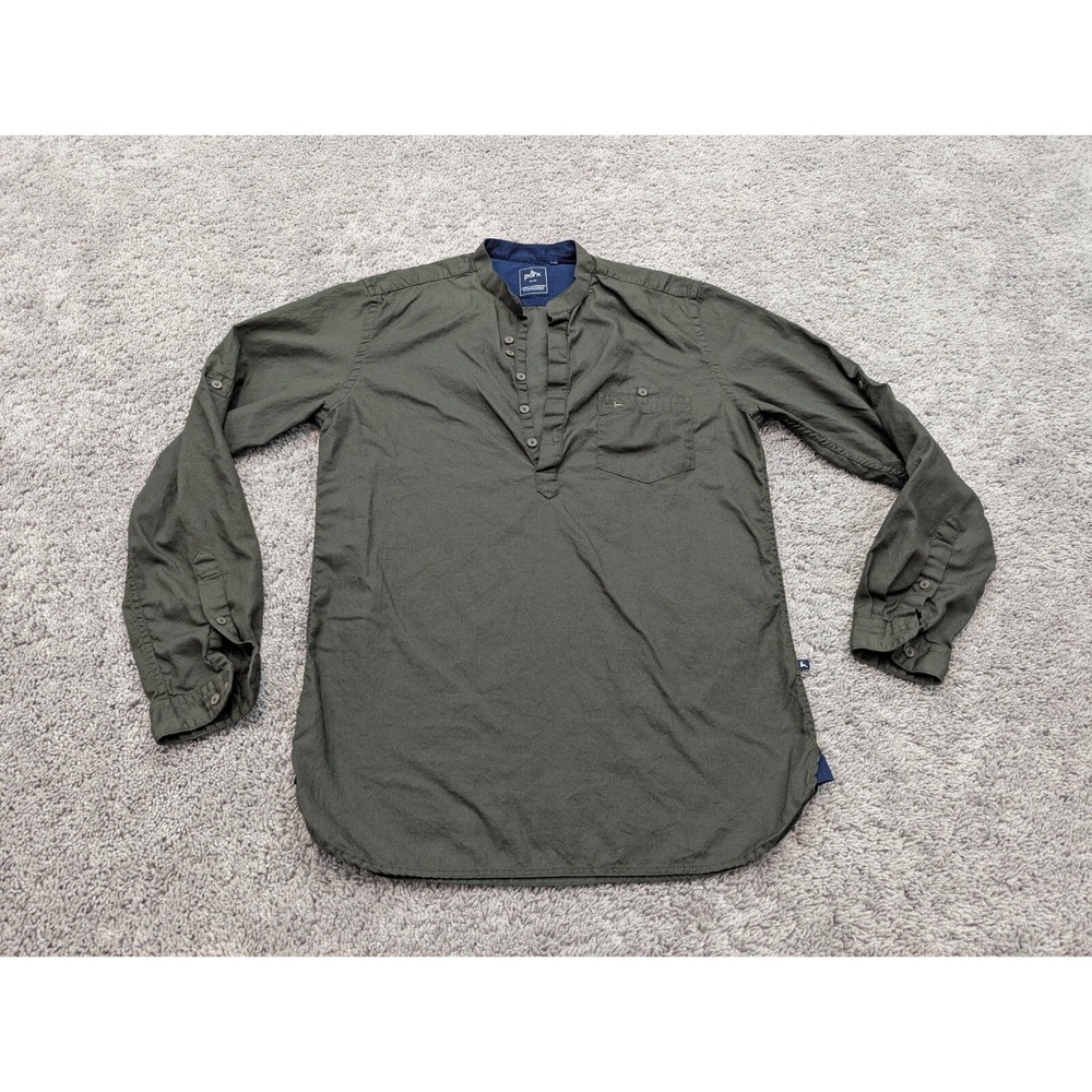 Parx Henley Shirt Mens Large Slim Fit Pullover‎ Long Sleeve Green Horse Racing